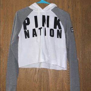 VS Pink Pullover Cropped Hoodie